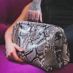 EUC PYTHON CLUTCH ELISABETH WEINSTOCK GREENLAND LARGE BAG LEATHER